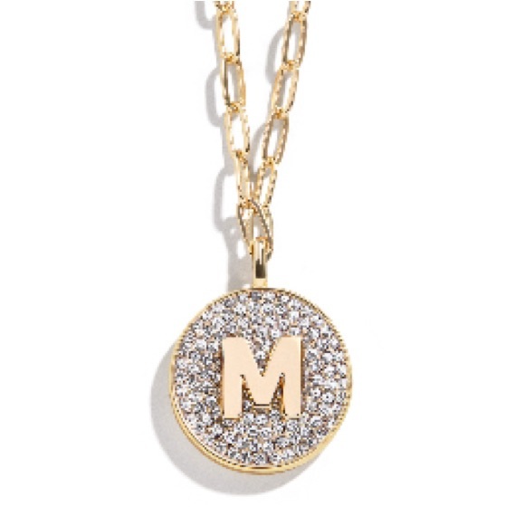 Bublebar Jewelry - Bublebar M Initial zirconia Pendant Necklace